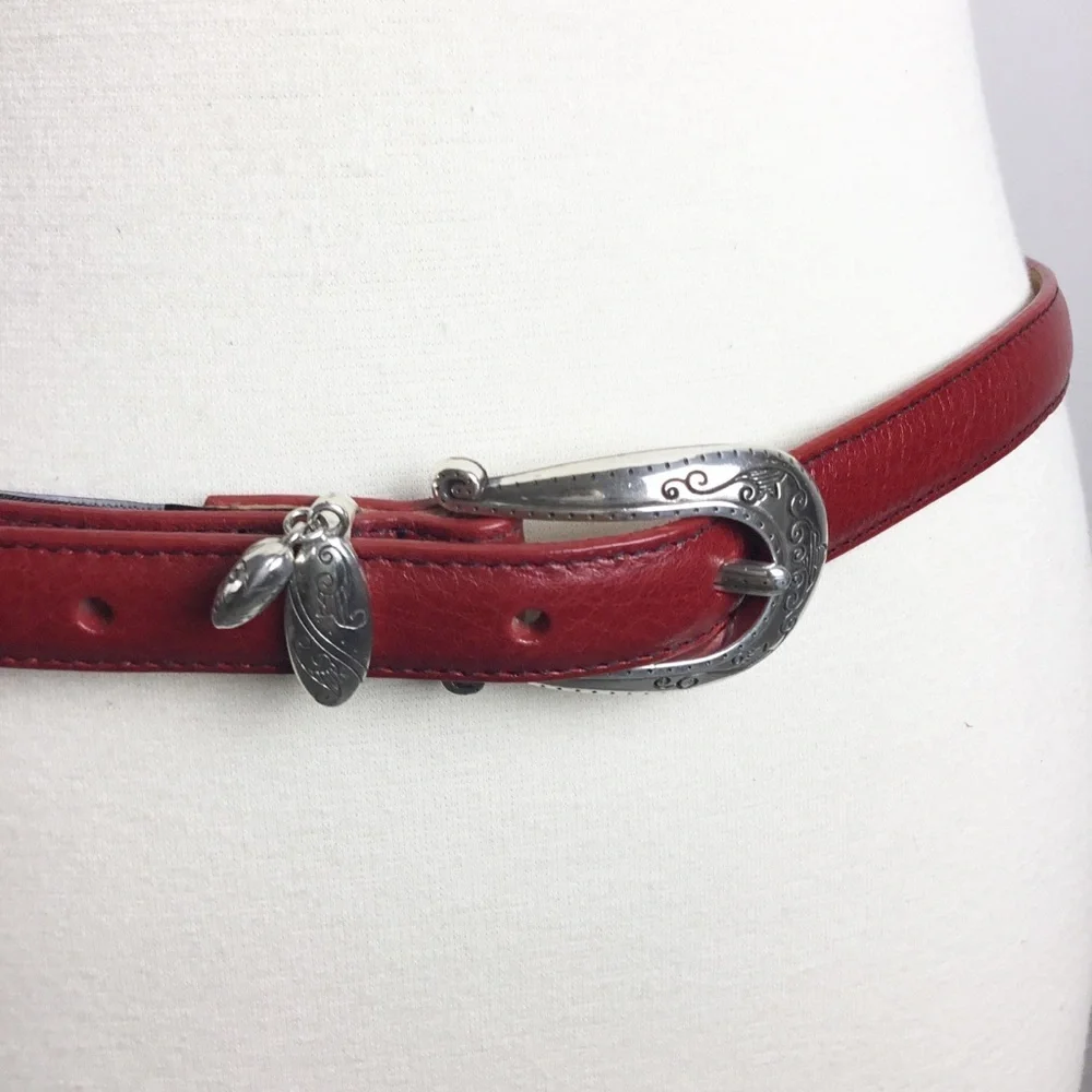 Vintage Brighton Red & Silver Belt Size 32 M/L Leather